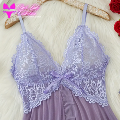 Pink Lady Lace Trimmed V Neck Nighty