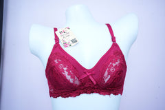 Red Lacy Non-Padded Stretchable Straps Bra (Imported)