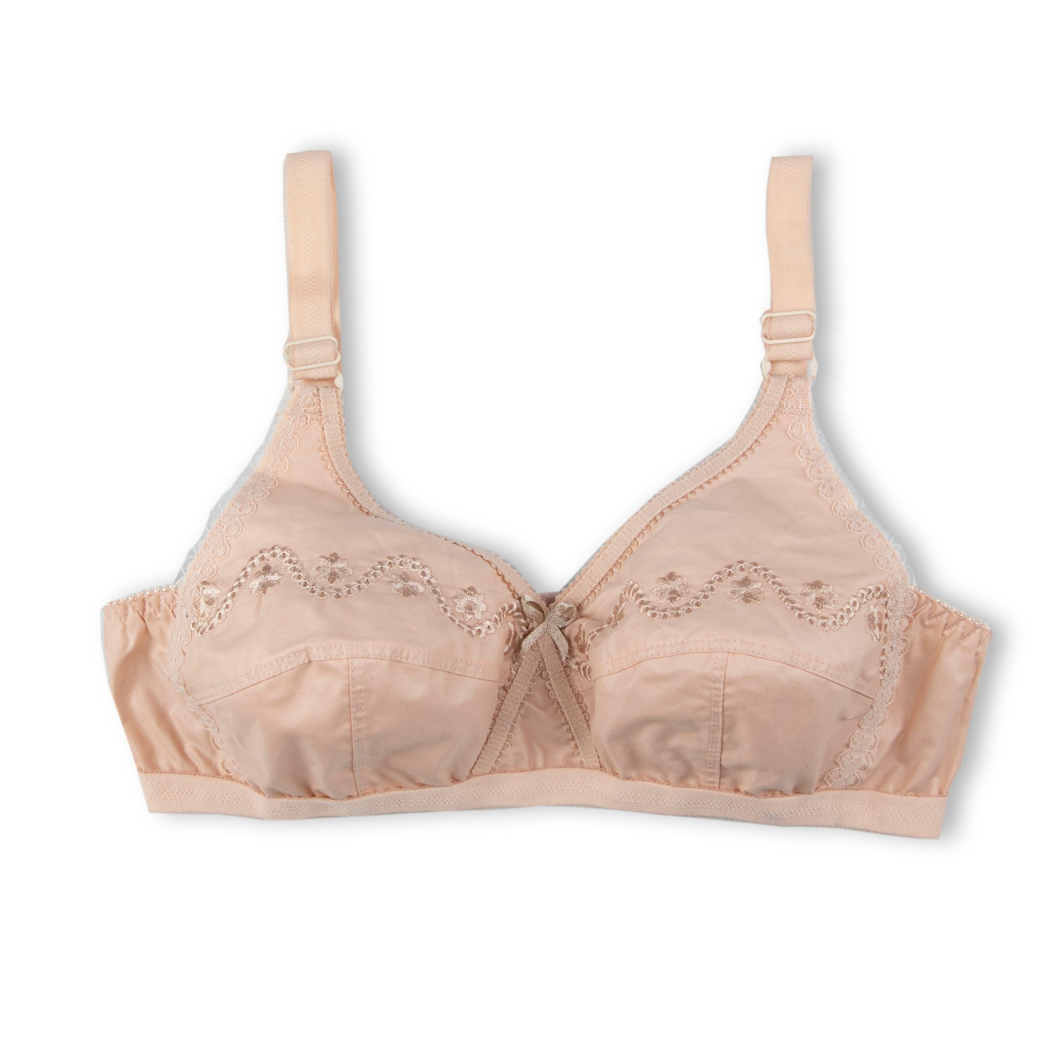 Corina Cotton- Cross Over Embroidered Non-Padded Wirefree Bra