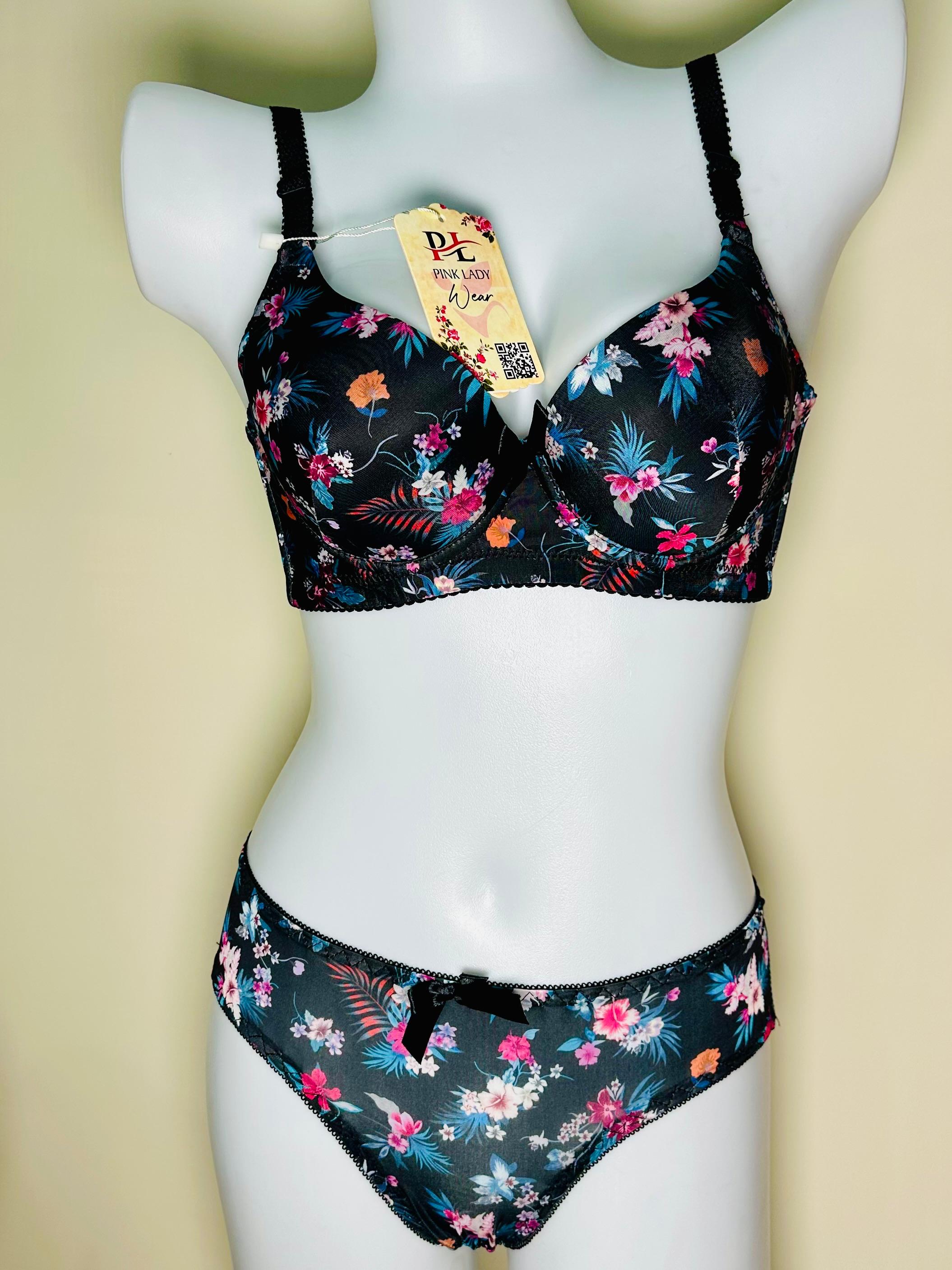 Black Floral Padded Set