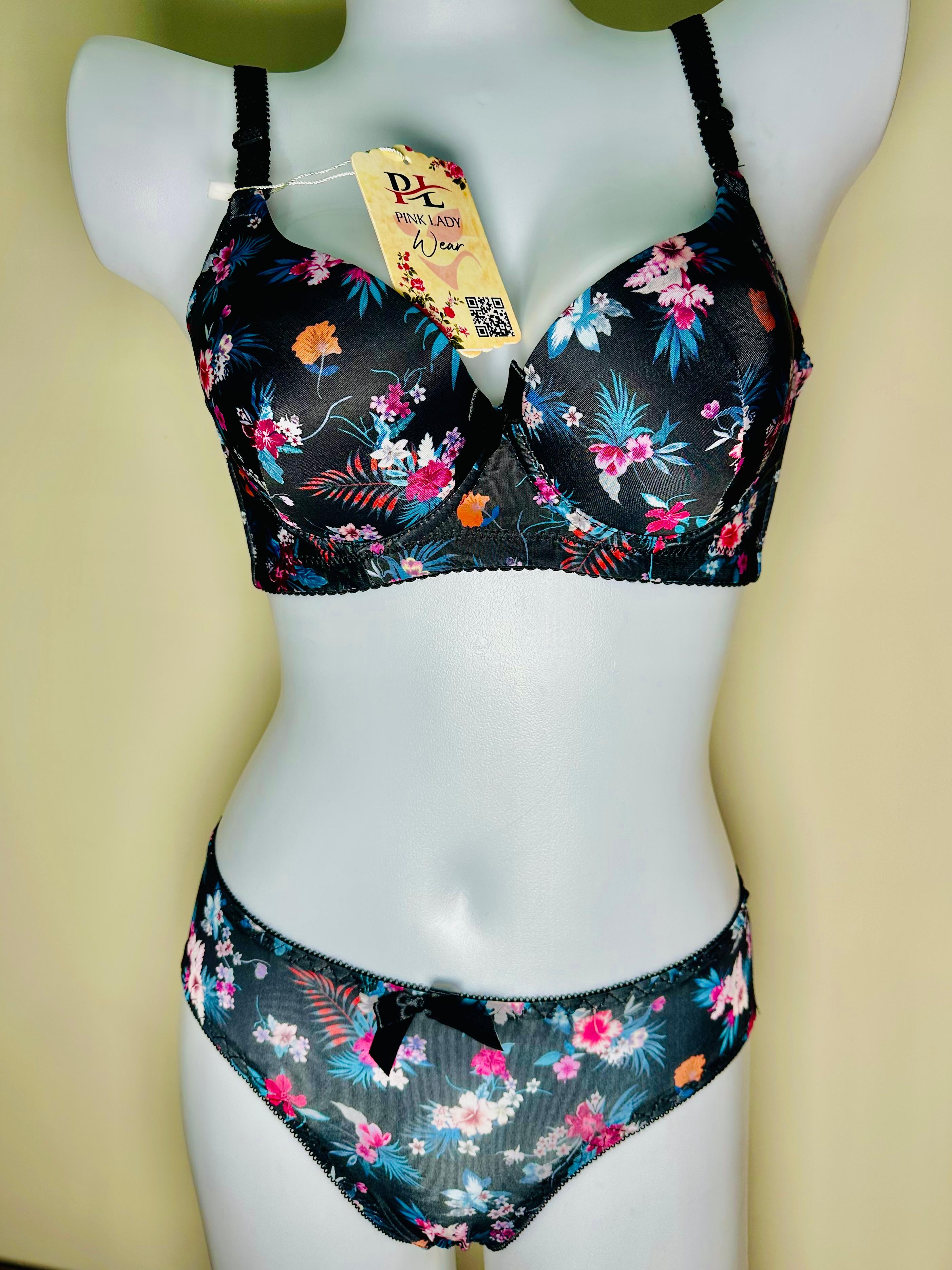 Black Floral Padded Set