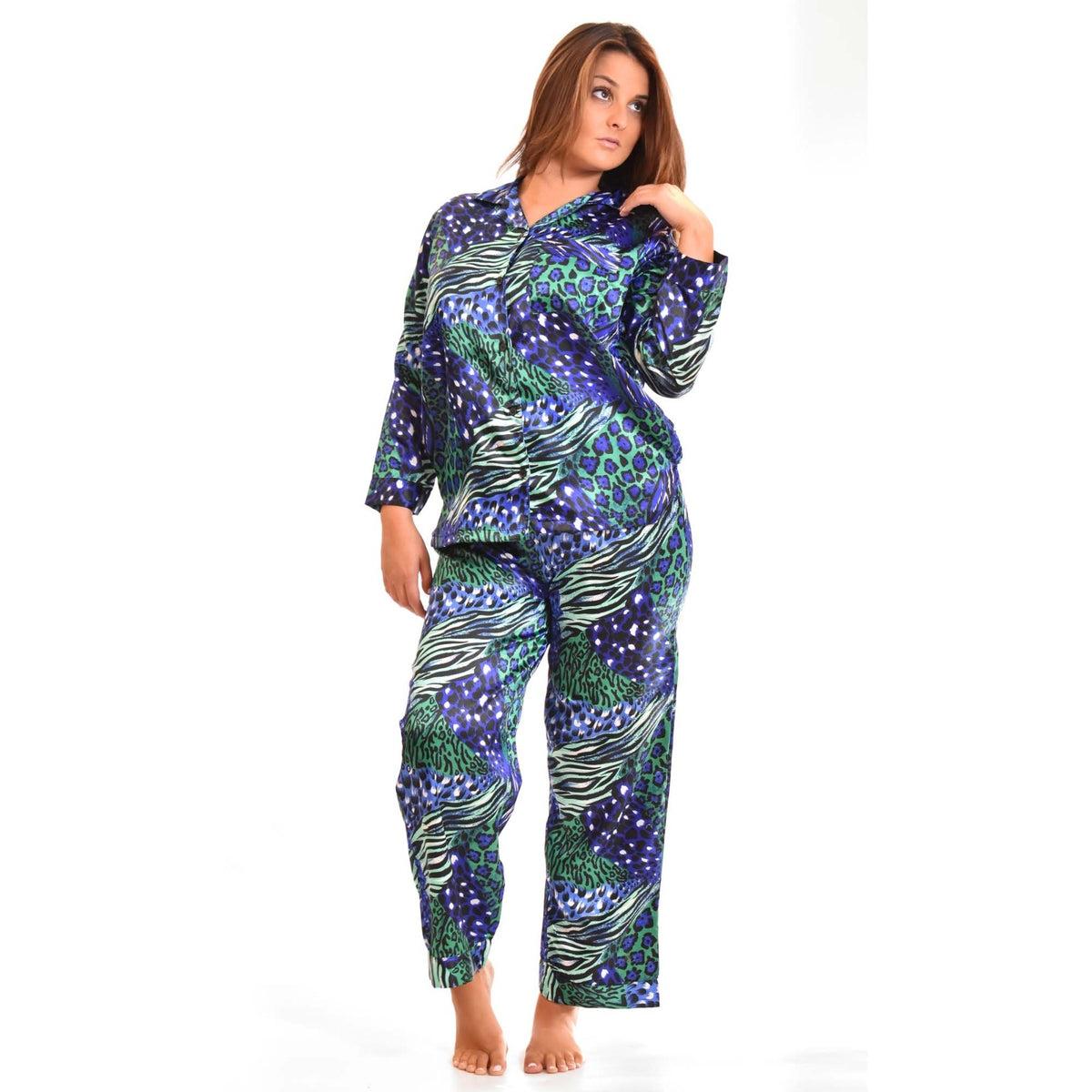 Silk Print Loungewear-Blue Leopard